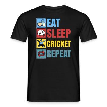 Eat Sleep Cricket Repeat Cricket Player Cricketer - Men's T-Shirt - black - Front - AI Model Male 178 light (178cm)