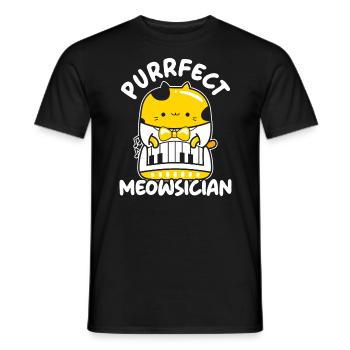 Purrfect Musiker Pianist Klavier Katze Musikalische Musik - Männer T-Shirt - Schwarz - Vorne - AI Model Male 178 light (178cm)