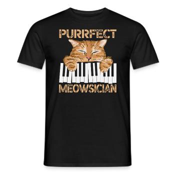 Purrfect Musiker Pianist Klavier Katze Musikalische Musik - Männer T-Shirt - Schwarz - Vorne - AI Model Male 178 light (178cm)