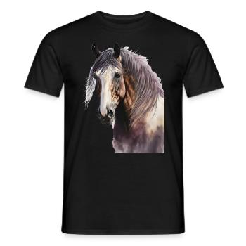 Pferd Wasserfarben Horse Reiten Reiter Reitsport - Männer T-Shirt - Schwarz - Vorne - AI Model Male 178 light (178cm)