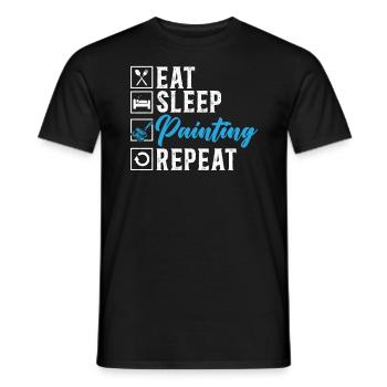Manger Dormir Peinture Répéter Peintre Maison Peinture - T-shirt homme - noir - Devant - AI Model Male 178 light (178cm)