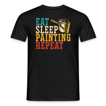 Manger Dormir Peinture Répéter Peintre Maison Peinture - T-shirt homme - noir - Devant - AI Model Male 178 light (178cm)
