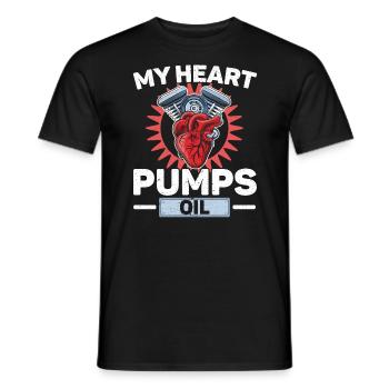 My Heart Pumps Oil Diesel Mechanic Auto Mechanic - Men's T-Shirt - black - Front - AI Model Male 178 light (178cm)