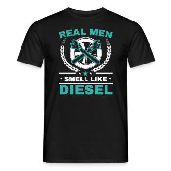 Les vrais hommes sentent comme un mécanicien diesel mécanicien automobile - T-shirt homme - noir - Devant - AI Model Male 178 light (178cm)