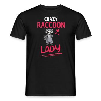 Crazy Raccoon Lady Woodland Animal Gift Raccoon - Men's T-Shirt - black - Front - AI Model Male 178 light (178cm)