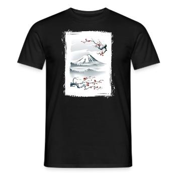 Fuji Cherry Blossoms Cherry Tree Japan Natural - Men's T-Shirt - black - Front - AI Model Male 178 light (178cm)