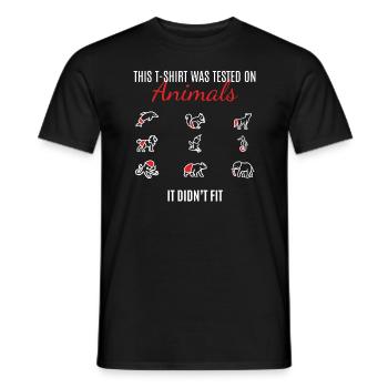 This T-Shirt Was Tested On Animals - Men's T-Shirt - black - Front - AI Model Male 178 light (178cm)
