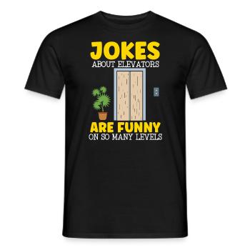 Les blagues sur les ascenseurs sont drôles à tant de niveaux - T-shirt homme - noir - Devant - AI Model Male 178 light (178cm)