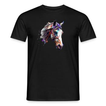 Dessin en mosaïque de la tête du cheval - T-shirt homme - noir - Devant - AI Model Male 178 light (178cm)