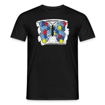 Entomologie des papillons Entomologiste Sensibilisation à l’autisme - T-shirt homme - noir - Devant - AI Model Male 178 light (178cm)