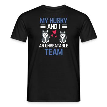 My Husky and I Dogs Pet Gift Husky - Men's T-Shirt - black - Front - AI Model Male 178 light (178cm)