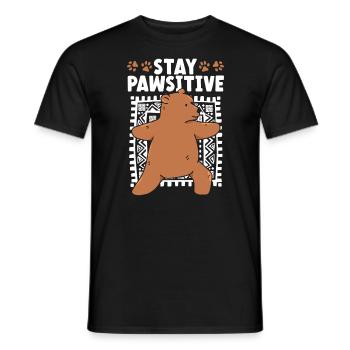 Stay Pawsitive Bear Lover Wildlife Tier Bär - Männer T-Shirt - Schwarz - Vorne - AI Model Male 178 light (178cm)