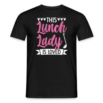 Diese Mittagsdame ist eine beliebte Cafeteria-Mitarbeiterin - Männer T-Shirt - Schwarz - Vorne - AI Model Male 178 light (178cm)