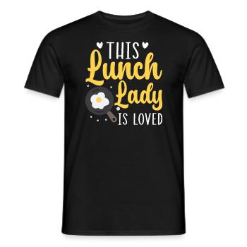 Diese Mittagsdame ist eine beliebte Cafeteria-Mitarbeiterin - Männer T-Shirt - Schwarz - Vorne - AI Model Male 178 light (178cm)