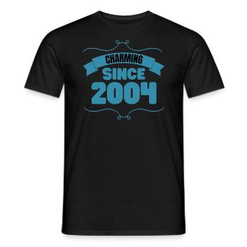 19th Birthday Party Gift Charming since 2004 - Men's T-Shirt - black - Front - AI Model Male 178 light (178cm)