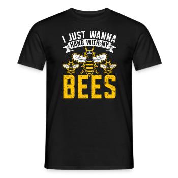 Je veux juste passer du temps avec mes abeilles Apiculteur Abeille - T-shirt homme - noir - Devant - AI Model Male 178 light (178cm)