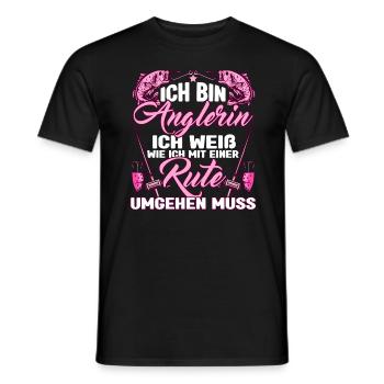 Anglerin Angel Fischerin - Männer T-Shirt - Schwarz - Vorne - AI Model Male 178 light (178cm)