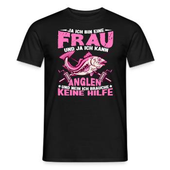Anglerin Angeln Ja bin eine Frau - Männer T-Shirt - Schwarz - Vorne - AI Model Male 178 light (178cm)