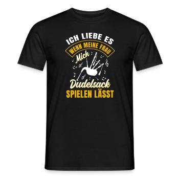 Dudelsack Sackpfeife Dudelsackspieler Instrument - Männer T-Shirt - Schwarz - Vorne - AI Model Male 178 light (178cm)