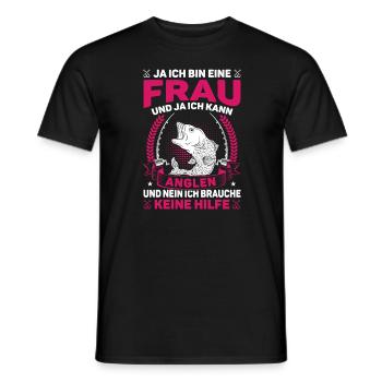 Anglerin Angeln Ja bin eine Frau - Männer T-Shirt - Schwarz - Vorne - AI Model Male 178 light (178cm)