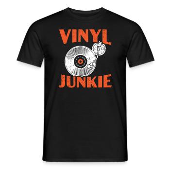 Vinyl Junkie Vinyl Record Player Music Lover - Men's T-Shirt - black - Front - AI Model Male 178 light (178cm)