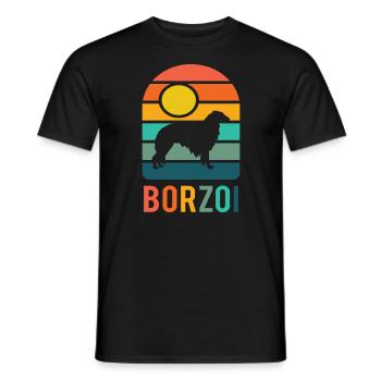 Borzoi Borzoi Retro Dog Pooch - Men's T-Shirt - black - Front - AI Model Male 178 light (178cm)