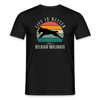 Life is Better with a Belgian Malinois - Men's T-Shirt - black - Front - AI Model Male 178 light (178cm)