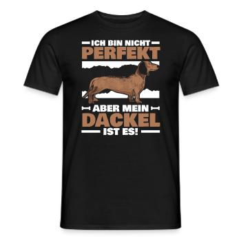 Mein Dackel Ist Perfekt Rauhaardackel - Männer T-Shirt - Schwarz - Vorne - AI Model Male 178 light (178cm)