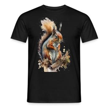 Eichhörnchen Süß Realistisch Aquarell - Männer T-Shirt - Schwarz - Vorne - AI Model Male 178 light (178cm)