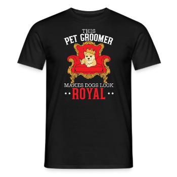Ce toiletteur pour animaux de compagnie donne aux chiens l’air d’un toiletteur royal - T-shirt homme - noir - Devant - AI Model Male 178 light (178cm)