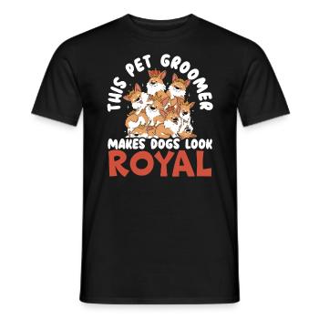 Ce toiletteur pour animaux de compagnie donne aux chiens l’air d’un toiletteur royal - T-shirt homme - noir - Devant - AI Model Male 178 light (178cm)