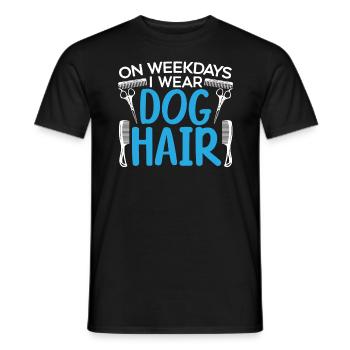 Op weekdagen draag ik hondenhaar hondenliefhebber hondentrimmer - Heren T-shirt - zwart - Voor - AI Model Male 178 light (178cm)
