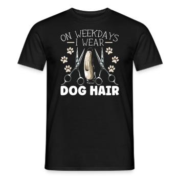 Op weekdagen draag ik hondenhaar hondenliefhebber hondentrimmer - Heren T-shirt - zwart - Voor - AI Model Male 178 light (178cm)