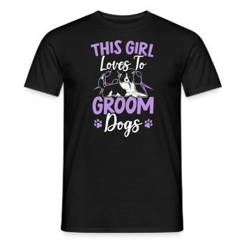Cette fille aime toiletter les chiens furologue - T-shirt homme - noir - Devant - AI Model Male 178 light (178cm)