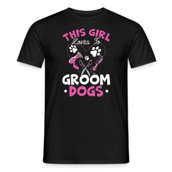 Cette fille aime toiletter les chiens furologue - T-shirt homme - noir - Devant - AI Model Male 178 light (178cm)