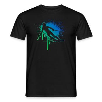 Skieur acrobatique masculin Sports d’hiver Cascade - T-shirt homme - noir - Devant - AI Model Male 178 light (178cm)