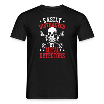 Leicht abgelenkt durch Metalldetektoren Schatzsuche - Männer T-Shirt - Schwarz - Vorne - AI Model Male 178 light (178cm)