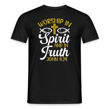 Christian Believer Religious Pastor Bible - Men's T-Shirt - black - Front - AI Model Male 178 light (178cm)