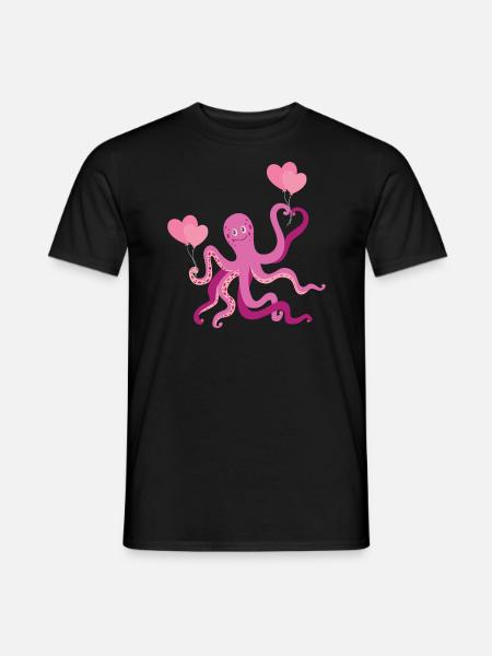 Octopus Heart Enfants Calmar - T-shirt homme - noir