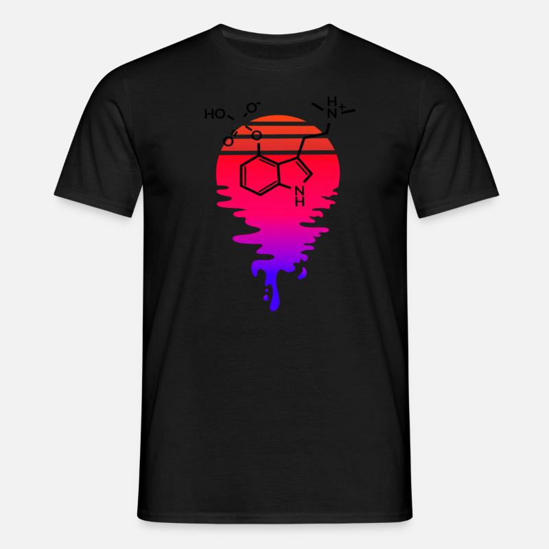 Psilocybin Molecule with Retro Sunset - Men's T-Shirt - black