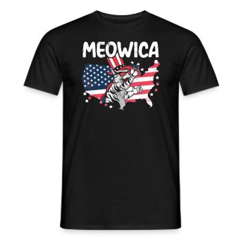 Meowica Patriotic America USA 4th Of July America - Men's T-Shirt - black - Front - AI Model Male 178 light (178cm)