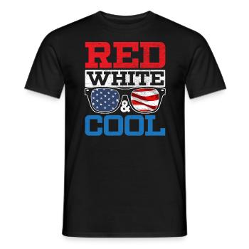 Rouge Blanc Et Cool Amérique USA Flag 4 Juillet - T-shirt homme - noir - Devant - AI Model Male 178 light (178cm)