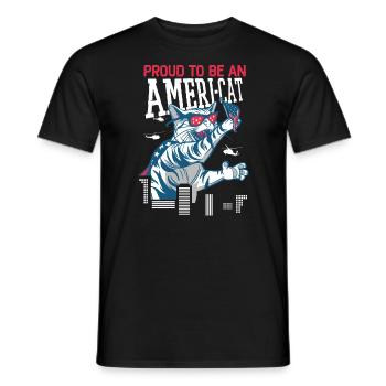 Proud To Be An Ameri-cat America 4th Of July - Men's T-Shirt - black - Front - AI Model Male 178 light (178cm)