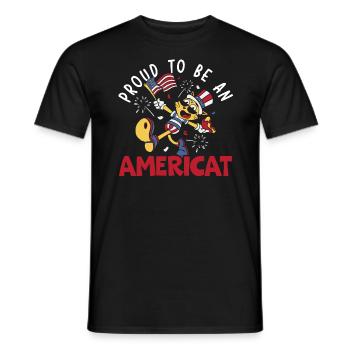Proud To Be An Ameri-cat America 4th Of July - Men's T-Shirt - black - Front - AI Model Male 178 light (178cm)