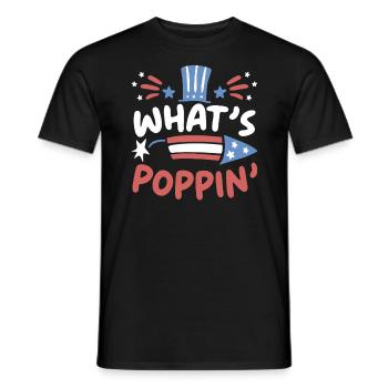 Was ist Poppin America USA Patriotic 4. Juli - Männer T-Shirt - Schwarz - Vorne - AI Model Male 178 light (178cm)
