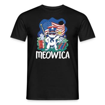Meowica Patriotic America USA 4th Of July America - Men's T-Shirt - black - Front - AI Model Male 178 light (178cm)