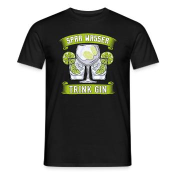 Gin Cocktail Spar Wasser trink Gin - Männer T-Shirt - Schwarz - Vorne - AI Model Male 178 light (178cm)