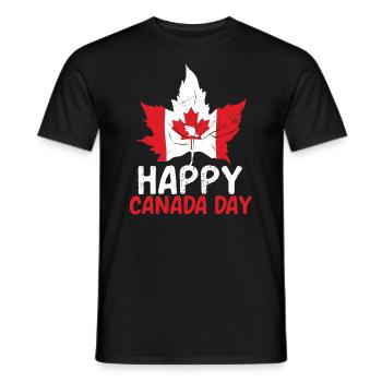 Happy Canada Day Canadian Canada Flag Maple Leaf - Men's T-Shirt - black - Front - AI Model Male 178 light (178cm)