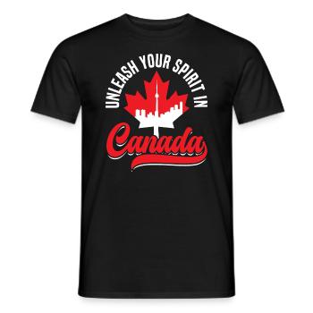 Happy Canada Day Canadian Canada Flag Maple Leaf - Men's T-Shirt - black - Front - AI Model Male 178 light (178cm)