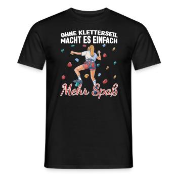 Bouldern Boulderin Ohne Kletterseil macht es mehr - Männer T-Shirt - Schwarz - Vorne - AI Model Male 178 light (178cm)